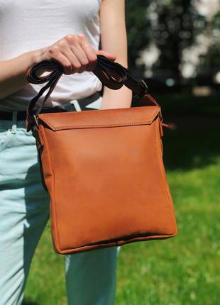 Шкіряна коричнева сумка з безкоштовною гравіюванням2 фото