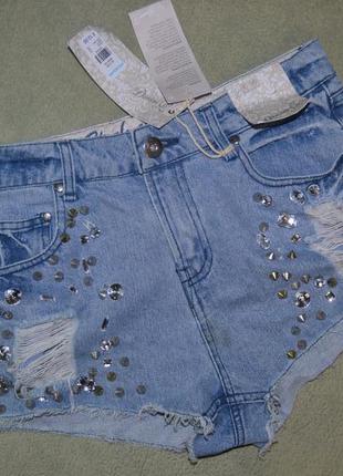🍇 шикарные джинсовые шорты с шипами и камнями от denim co!! 🍉размер 12 (40)1 фото
