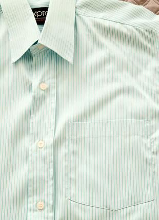 Новая мужская деловая голубая / бирюзовая / лазурная рубашка в полоску с длинным рукавом3 фото