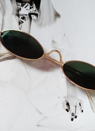 Солнцезащитные очки маленький овал зеленый1 фото
