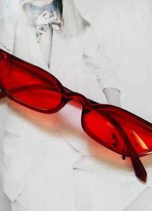 Стильные винтажные очки с острыми углами красный1 фото