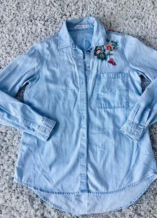 Джинсовая рубашка zara,размер s, 26