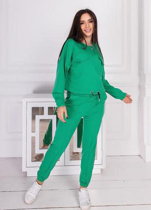 Стильный прогулочный костюм зеленого цвета 42-502 фото
