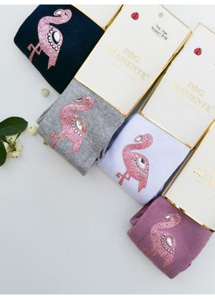 Демісезонні святкові колготки нарядные колготки с фламинго