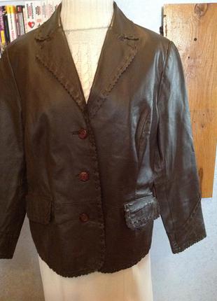 Кожаная, немецкая куртка - пиджак с перфорацией, р. 561 фото
