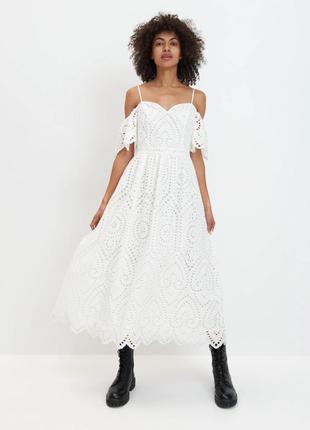 Красивое хлопковое платье миди из прошвы как для принцессы ) сукня біла прошва кружево
