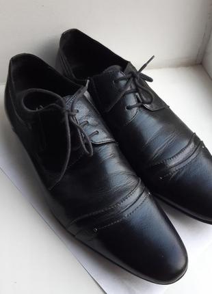 Туфли мужские черные классика повседневные туфли на шнуровке кежуал деловой лук 43