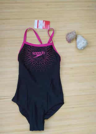 Спортивный целтный купальник speedo черный полростковый доя бассейна / моря