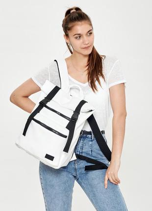 Брендовий жіночий білий шкільний рюкзак з відділенням для ноутбука2 фото