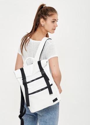 Брендовий жіночий білий шкільний рюкзак з відділенням для ноутбука