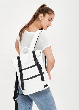 Брендовий жіночий білий шкільний рюкзак з відділенням для ноутбука7 фото