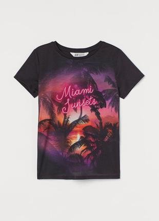 8-10/10-12/12-14 років h&m нова фірмова футболка miami sunsets