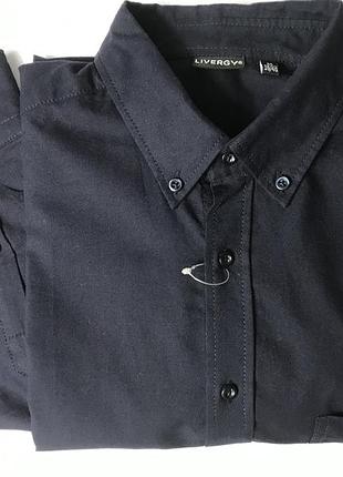 Мужская темно синяя рубашка на длинный рукав