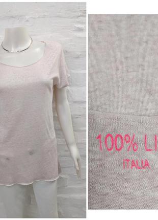 100% lino italy итальянская льняная футболка светлого розового холодного оттенка1 фото