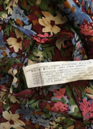 Блузка цветочная с объемными рукавами буфы, v-вырез, на пуговицах8 фото