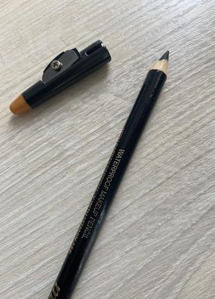 Длинный водостойкий чёрный карандаш для глаз и бровей с точилкой 15см4 фото
