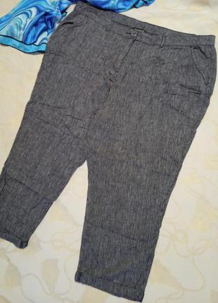 Легкі завужені лляні штани,штани в дрібну смужку,56-60разм.,bonmarche.1 фото