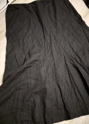 Натуральный лен стильная чёрная юбка макси2 фото