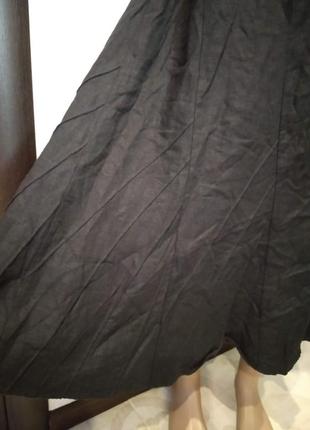 Натуральный лен стильная чёрная юбка макси8 фото