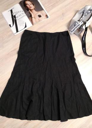 Натуральный лен стильная чёрная юбка макси6 фото