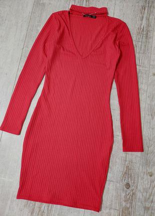 Красное платье по фигуре мини с чекером2 фото