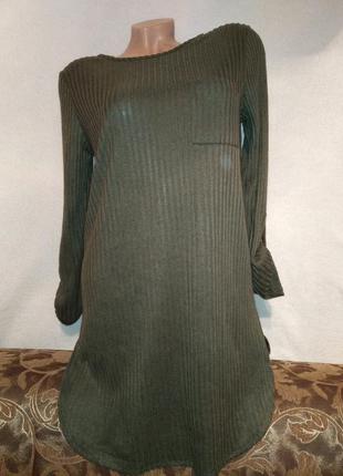 Платье в рубчик с разрезами р.xs/м