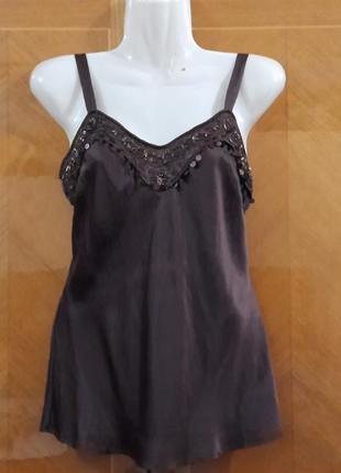Шелковая брендовая майка нарядная топ р. 6