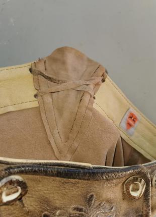 Шорты кожаные натуральная кожа в этно бохо баварском стиле8 фото