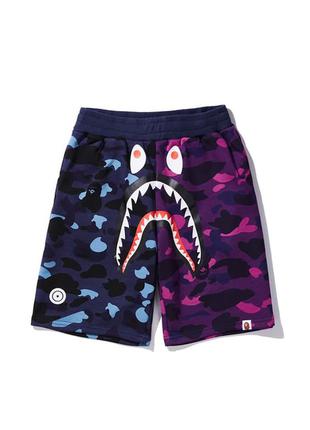 Синьо-фіолетові шорти bape half camo