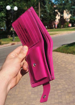 Розовый женский кожаный кошелёк с персональной фотографией,3 фото
