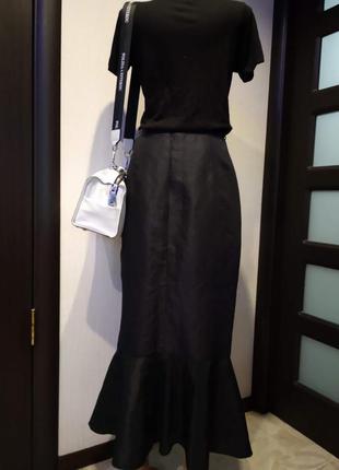 Чёрная стильная юбка макси2 фото