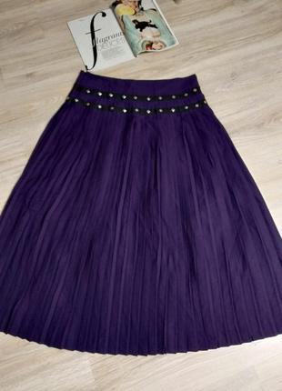 Шикарная фиолетовая юбка плиссеровка макси