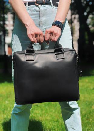 Ділова чоловіча шкіряна сумка на роботу, гравірування безкоштовно6 фото