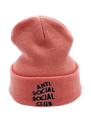 Розовая шапка anti social social club