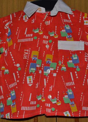 Бавовняна фактурна яскраво-червона сорочка для хлопчика 2-3 років ( москва )