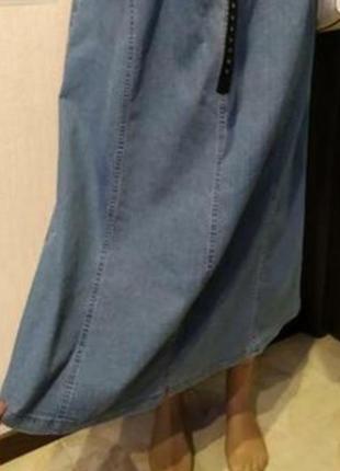 Тонкая легкая джинсовая юбка трапеция8 фото