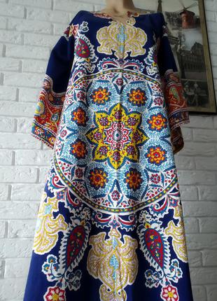 Шикарное длинное платье в стиле этно, бохо, мандала.4 фото