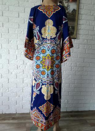 Шикарное длинное платье в стиле этно, бохо, мандала.7 фото