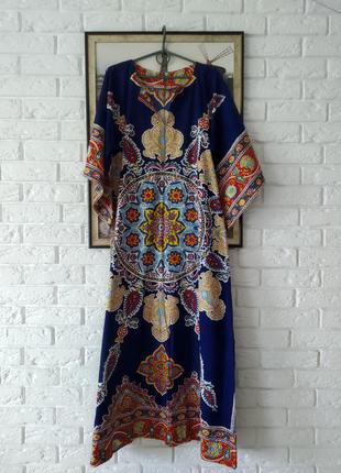 Шикарное длинное платье в стиле этно, бохо, мандала.9 фото