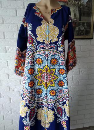 Шикарное длинное платье в стиле этно, бохо, мандала.1 фото
