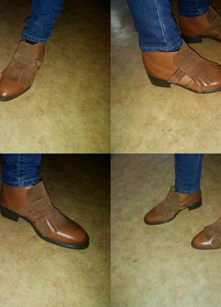 Натуральні шкіряні черевики, чоботи з пряжкою inuovo zara mango4 фото