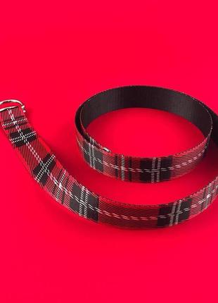 Ремінь текстильний sox в шотландську клітку червоно-чорний
