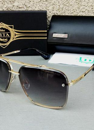 Dita очки унисекс солнцезащитные темно серый градиент в золотой металлической оправе1 фото