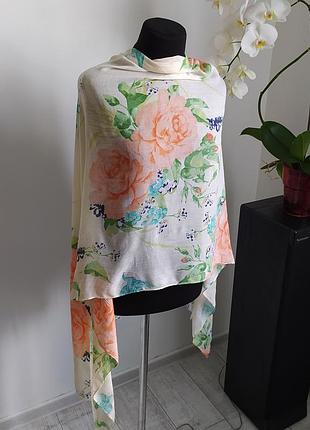 Ніжний палантин шарф з віскози з квітковим принтом