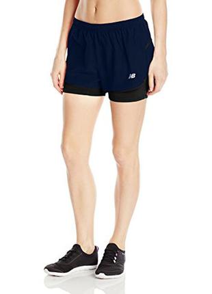 Двойные спортивные шорты new balance women's 2 in 1 woven short1 фото