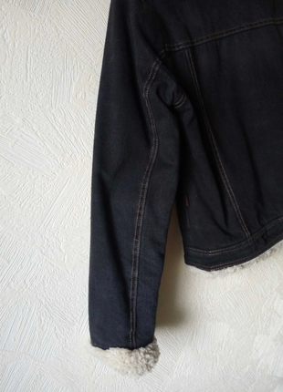 Дублёнка чёрная женская, джинсовая5 фото