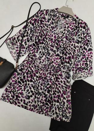 Красива подовжена лляна сорочка в леопардовий принт2 фото