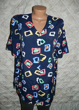 Р. 46-48 блуза рубашка женская темно-синяя с цветными квадратами harmuny