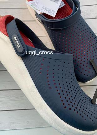 Шлепки сабо крокс лайтрайд crocs literide navy pepper1 фото