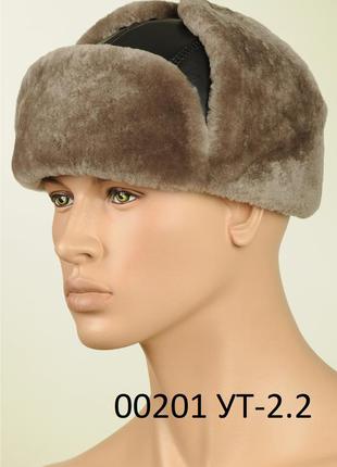 Мужская шапка ушанка из натуральной кожи и меха овчины davani  002011 фото
